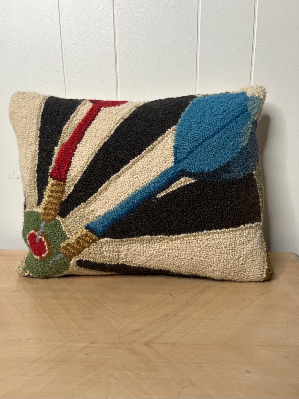 Grandin Road Decorative Pillow Wool-Hooked Abstract Darts